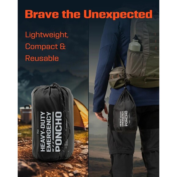 NIB P4X Heavy-Duty Emergency Poncho - Khaki - Picture 3 of 10